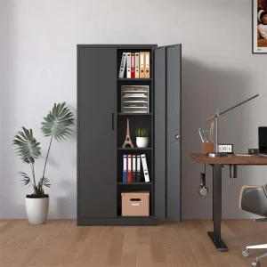 Steel Tool Storage Cabinet with Doors and 3 Shelves - Metal Garage Organizer - Signature Collection