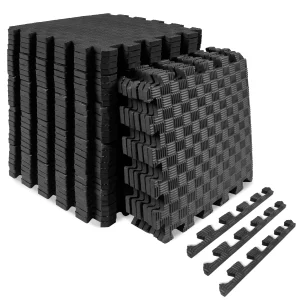 Checkered Exercise Puzzle Mat 12 x 12 x 1/2-in | 36 Sq Ft - 36 Tiles / Black