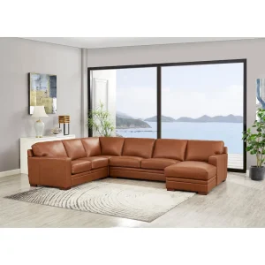 Hydeline Dillon Right-Facing Sectional Sofa with Chaise in Top Grain Leather - Signature Collection
