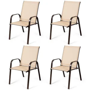Costway Set of 4 Patio Chairs with Armrests for Garden and Deck - View Details - Signature Collection