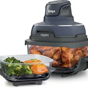 Ninja Crispi 4-in-1 Portable Glass Air Fryer Cooking System - 1500W / 4QT & 6-Cup TempWare Glass Containers with Storage Lids