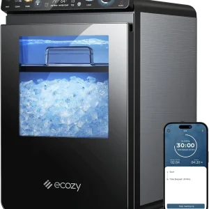 Nugget Ice Maker Countertop - Smart Pebble Ice Machine with APP Control / 44 lbs/24H Soft Pellet Chewable Ice with Self-Cleaning