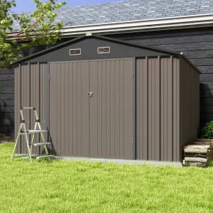 Patiowell 10 x 10 ft Metal Storage Shed - Sloping Roof / Double Lockable Doors