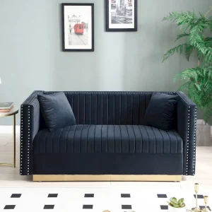 Modern Velvet Loveseat with Vertical Channel Tufting - 61.4 x 28 x 28 inches - Signature Collection