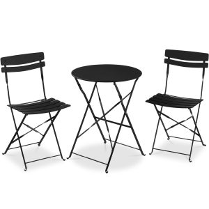 Best Choice Products 3-Piece Small Bistro Set - Folding Patio Furniture Set of 2 Chairs and Table - Black
