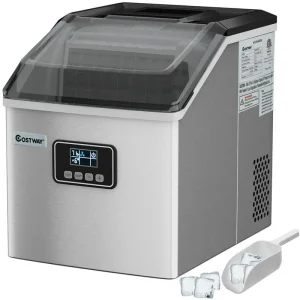 48LBS/24H Stainless Steel Countertop Ice Maker Machine with Self-Clean Function LCD Display Ice Scoop Basket - Signature Collection