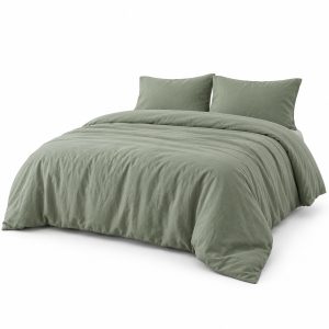 Sage Washed Cotton Duvet Cover Set, 3-Piece, 230 x 220 cm