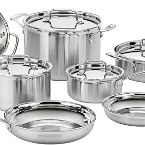 MultiClad Pro Stainless-Steel Cookware 13-Piece Cookware Set - Silver