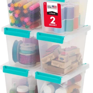 2 Qt. Craft Storage Bins with Lids, 6-Pack
