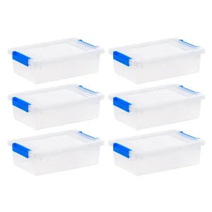 2.4 Qt. Plastic Storage Bins with Lids, Clear Containers, Latching Totes 6Pk