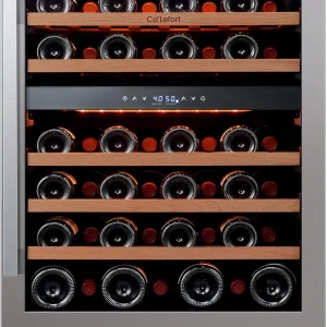 24'' Wine Cooler Refrigerator - 46 Bottle Wine Fridge Dual Zone with Modern Touch Intelligent Digital 40 -65 F Low Noise - Built in or Freestanding Wine Cooler for Home and Kitchen