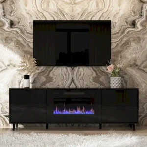 Electric Fireplace TV Stand Entertainment Center with LED Flame Effects and Remote Control - Signature Collection
