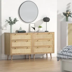Modern Boho 3-Drawer Rattan Dresser - Stylish Chest of Drawers with Ample Storage for Your Bedroom - Signature Collection