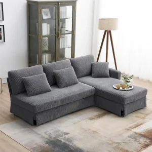 Contemporary L-Shaped Corduroy Sofa with Reversible Chaise from Harper & Bright Designs - Signature Collection