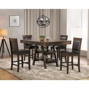 9-Piece Counter Height Dining Set in Ferrara Walnut and Brown - Signature Collection