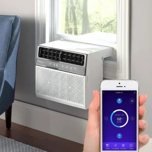 Soleus Air 8 - 000 BTU Hybrid Saddle Window Air Conditioner with WiFi / White