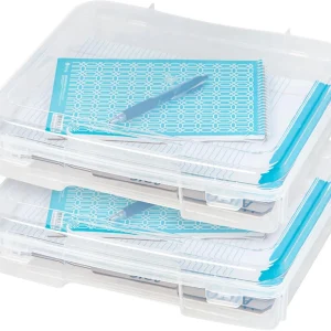 Board Game Storage Craft Organizer Box with Snap-Tight Latch Lid, 2-Pack