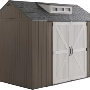 Rubbermaid Resin Outdoor Storage Shed With Floor Weather Resistant Gray Organization for Home