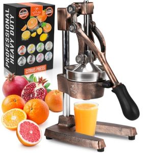 Zulay Kitchen Cast Iron Orange Juice Squeezer Heavy Duty - Easy to Clean / Professional Citrus Juicer Durable Stainless Steel Lemon Squeezer Sturdy Manual Citrus Press & Orange Squeezer (Copper)
