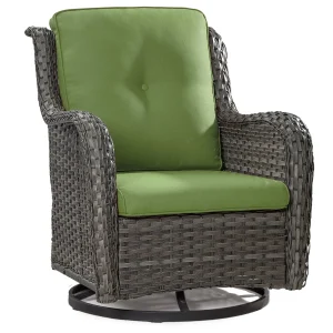 Meetleisure 1 Pieces Outdoor Patio Furniture Wicker Swivel Chair with Cushions for Backyard - GRE