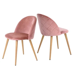Homy Casa Velvet Upholstered Dining Chairs Set of 2 with Backrest for Kitchen - Rose