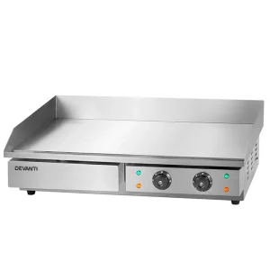 Devanti 73cm Commercial Electric Griddle BBQ Grill Plate 4400W Silver - Signature Collection