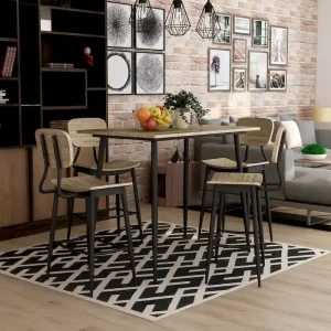 Cairo 5-Piece Counter Height Dining Table Set in Industrial Metal by Furniture of America - Signature Collection