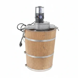 6 Qt Electric Ice Cream Maker with Wooden Tub - Country Style Classic Freezer - 2.5 AMP Motor / Stainless Steel Canister