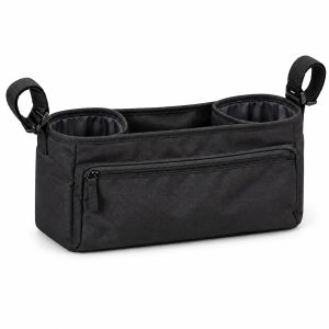 Black Stroller Organizer with Front Zipper Pocket