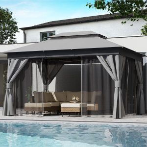 LAUSAINT HOME Outdoor Patio Gazebo 10'x13' with Expansion Bolts - Signature Collection