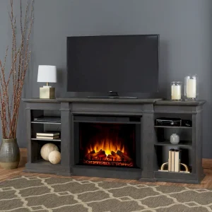 Real Flame Eliot 81" Grand Antique Grey TV Stand with Electric Fireplace - Signature Collection