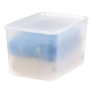 Small Plastic Modular Storage Basket with Lid 4 Pack | Medium Deep